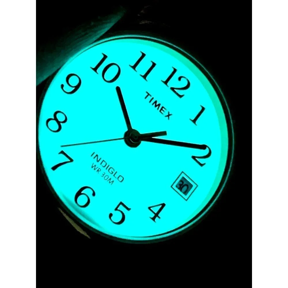 Timex Women's Watch T2H341 Indiglo Quartz Black Leather Band Petite Date 25mm